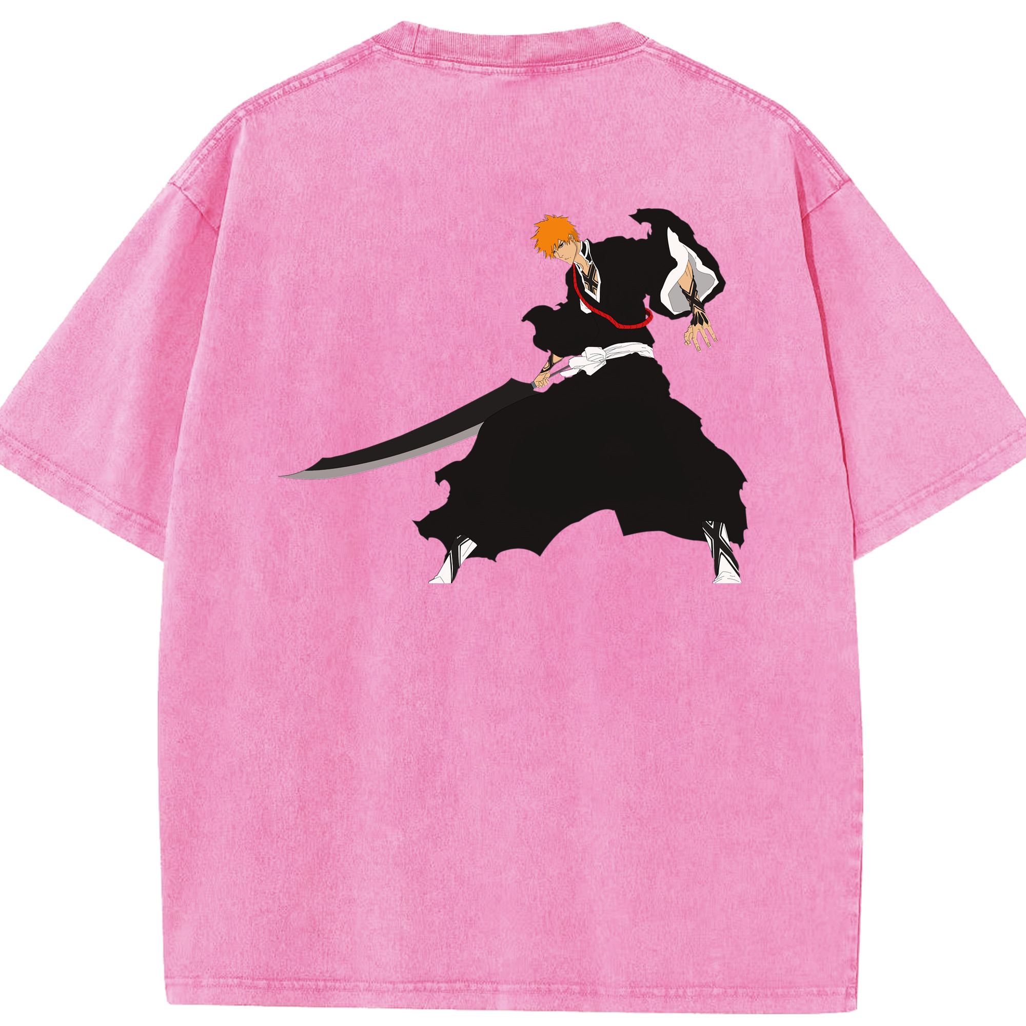（画像用） ブリーチ 黒崎一護（くろさき いちご）BLEACH Kurosaki Ichigo 綿100% ヴィンテージ風 半袖Tシャツ（背面プリント）